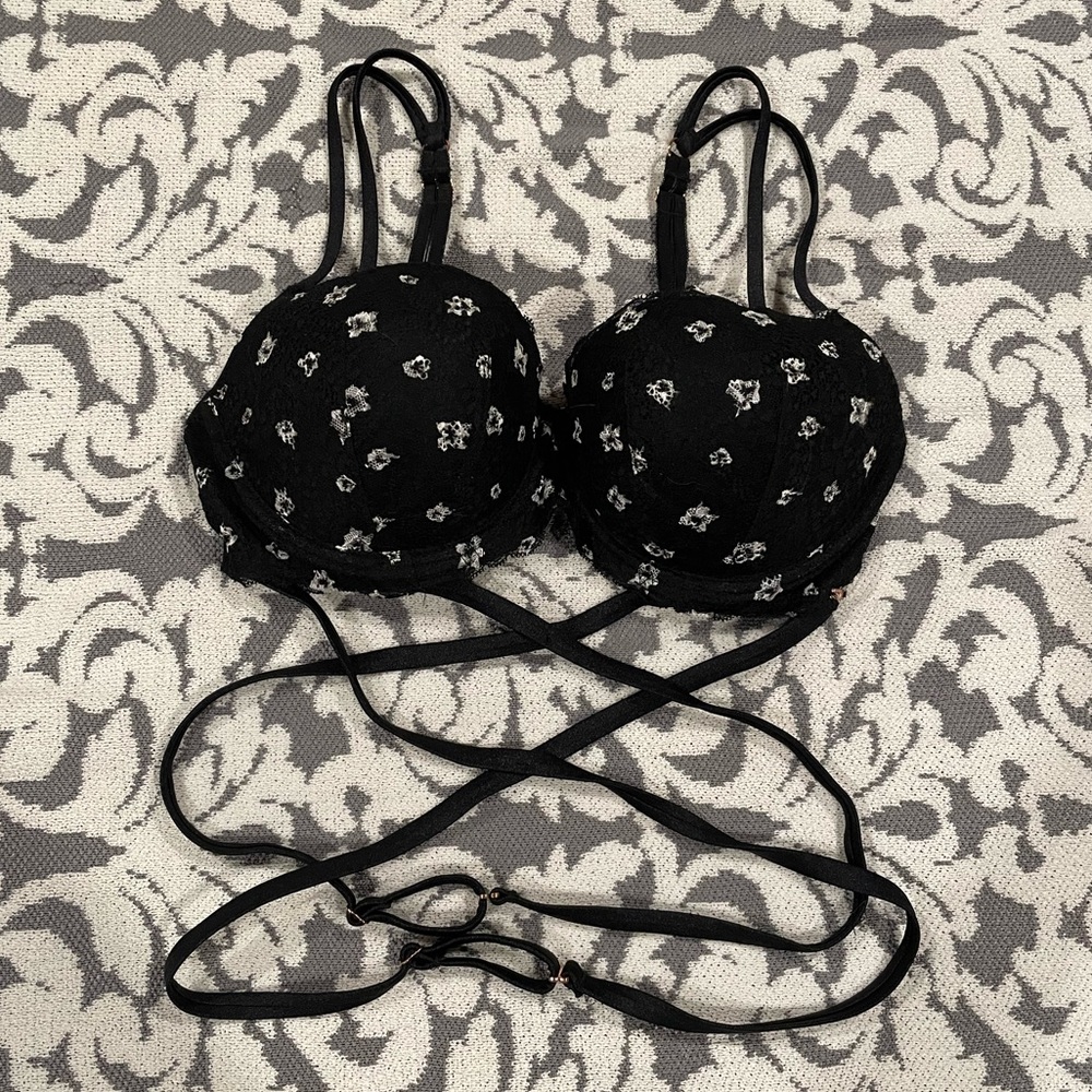 PINK Date Push Up Bra with Sexy Stomach Straps